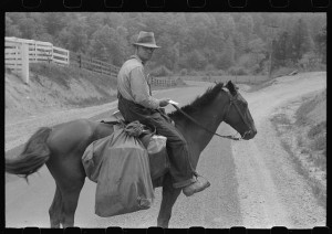 1940 Rural Postman Delivering Mail along Creeks and Roads near Jackson, Kentucky